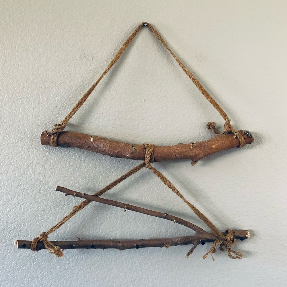 Natural Wood Branch Boho Jewelry Display Organizer